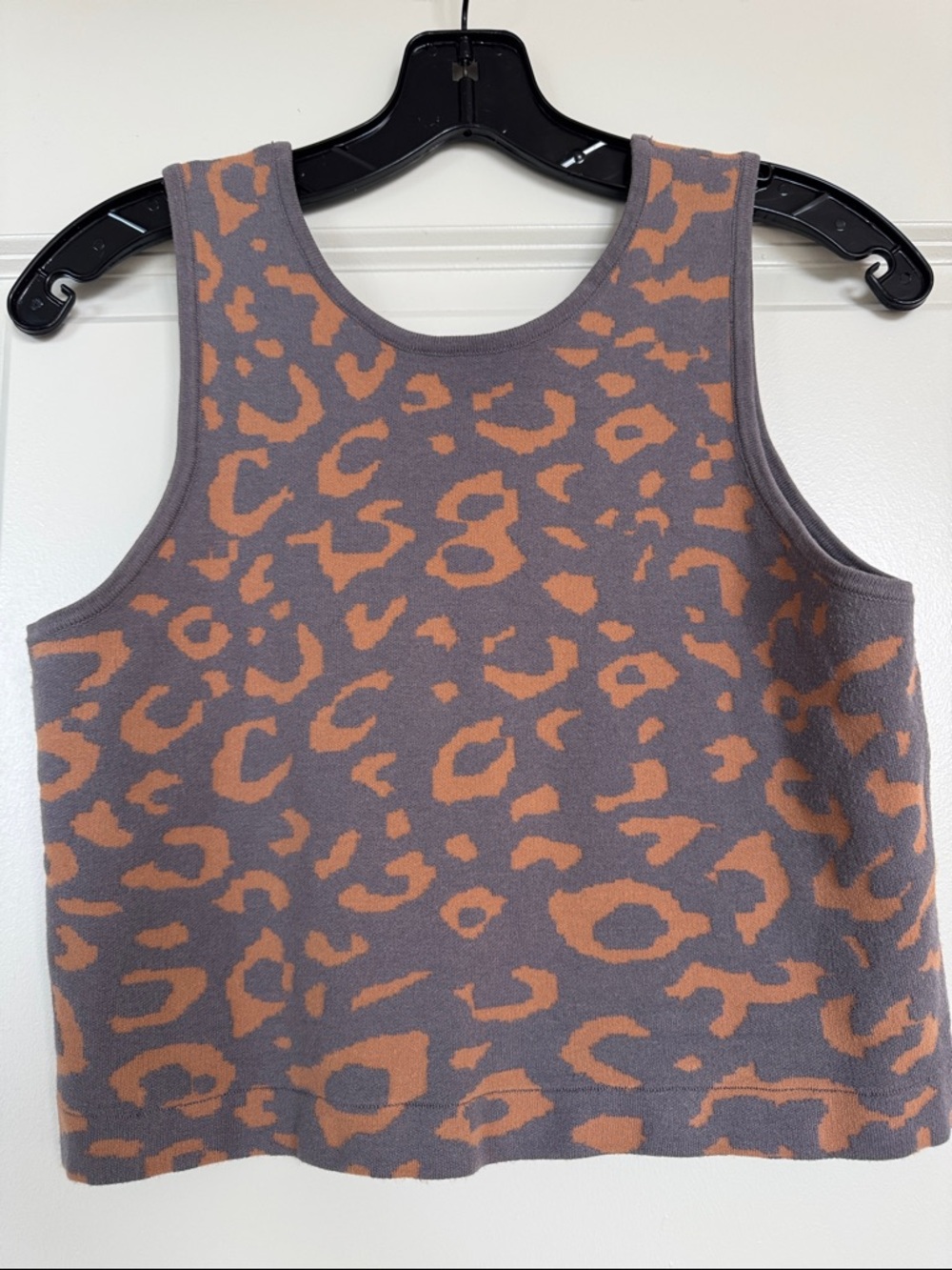 Hem & Thread Gray and Tan Leopard Print Crop Tank